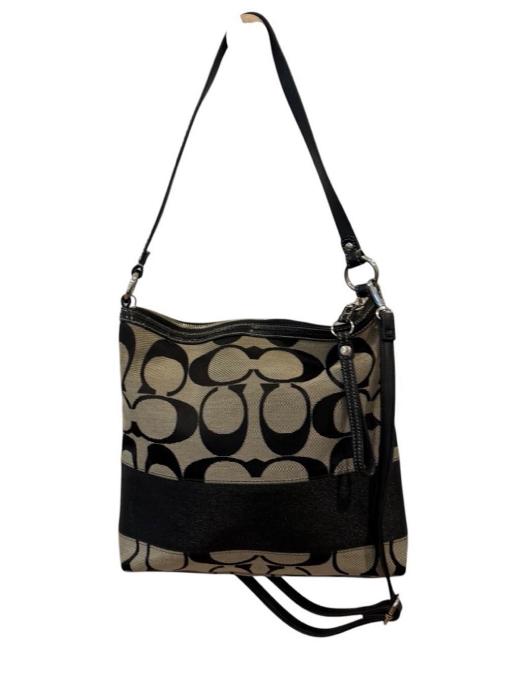 Coach Y2K Signature Stripe Convertible Crossbody Bag Black Gray F13674